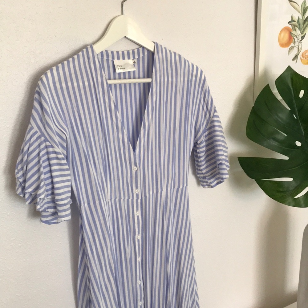 *The Room* Blue Stripe Button Front Dress